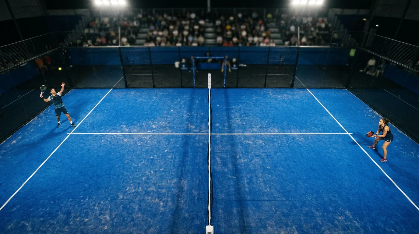 Лява и дясна страна на падел корт с позиции на играчите
